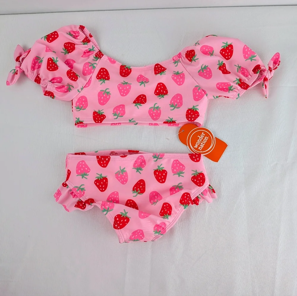 Wonder Nation Pink‎ Strawberry Print Swimsuit